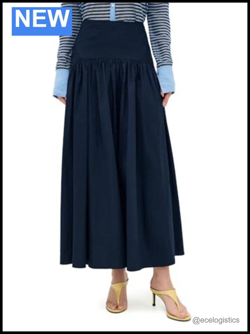 STAUD Poplin Maxi Skirt with Curved Yoke, Wear to Work